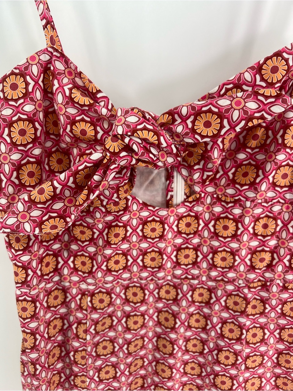 Minkpink Jeeta Pink Patterned Midi Strappy Sun Dress Knot Bow Front M Medium - Picture 9 of 12